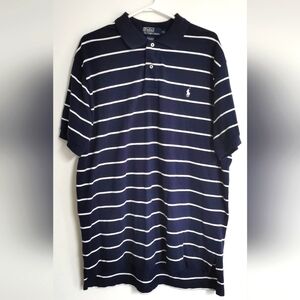Polo Ralph Lauren Polo Shirt Men's XL Blue & White Striped Short Sleeve